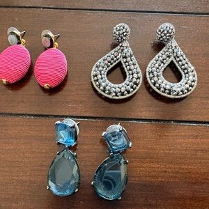 Talbots Pink, Silver, and Blue Earring Trio